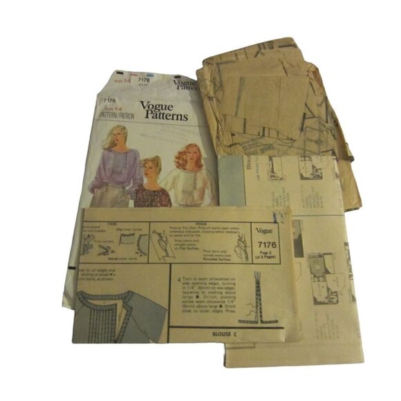 Vogue Women's Vintage Patterns Sewing 7176 Pattern Blouse Size 14 - Picture 3 of 4